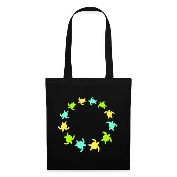 Many Turtles Circle Ring Colorful Round Silhouette - Tote Bag - black - Front