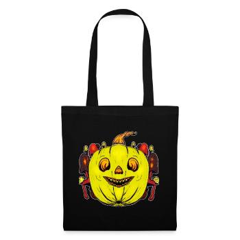 Grinning pumpkin with mushroom frame - Tote Bag - black - Front