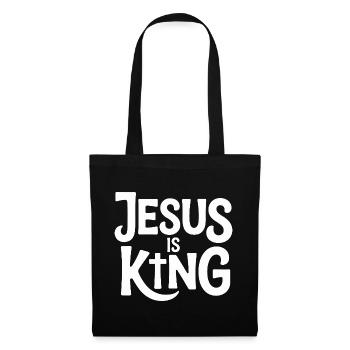 Jesus Is King Christlich Kreuz Glaube - Stoffbeutel - Schwarz - Vorne