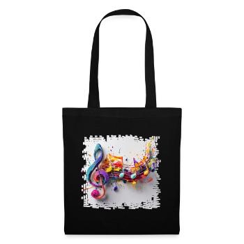 Notes de musique colorées Motif d’art - Sac en tissu - noir - Devant