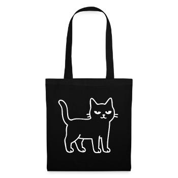 Minimalistischer Katzenumriss - Stoffbeutel - Schwarz - Vorne