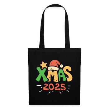 Noël 2025 Lettrage de Noël coloré - Sac en tissu - noir - Devant