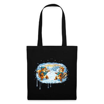 Drôle de bataille de boules de neige avec des tamias - Sac en tissu - noir - Devant
