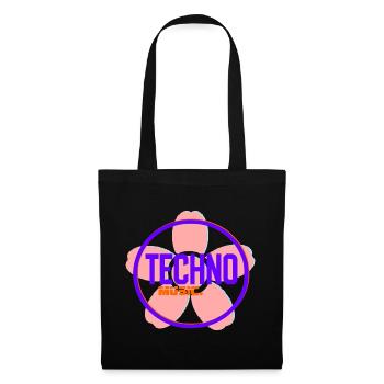 Logo néon Techno Circle - Sac en tissu - noir - Devant