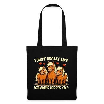 Icelandic Horse Fan Cute Horse Motif - Tote Bag - black - Front