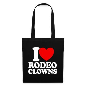 Ich liebe Rodeo-Clowns, Red Heart Rodeo-Clowns - Stoffbeutel - Schwarz - Vorne
