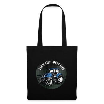 Vie à la ferme – Blue Tractor Vintage Halftone - Sac en tissu - noir - Devant