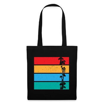 Design rétro des rayures champignons - Sac en tissu - noir - Devant