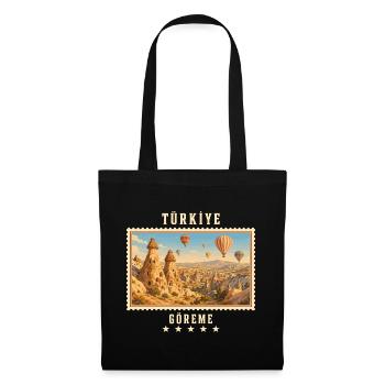 Türkiye Göreme Vintage Reisemarke - Stoffbeutel - Schwarz - Vorne