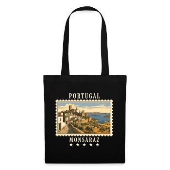 Portugal Monsaraz Vintage Reisemarke - Stoffbeutel - Schwarz - Vorne
