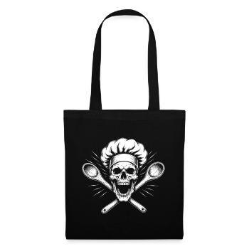 Squelette de cuisson avec croix de cuillère - Sac en tissu - noir - Devant