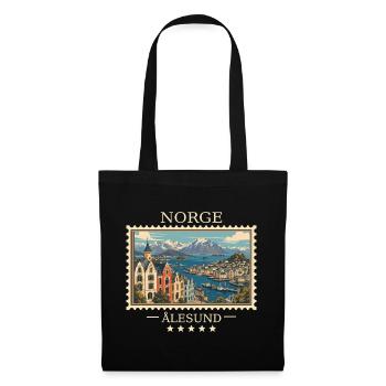 Norwegen Ålesund Vintage Reisemarke - Stoffbeutel - Schwarz - Vorne
