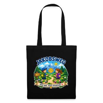Jakobsweg Kindershirt  - Stoffbeutel - Schwarz - Vorne