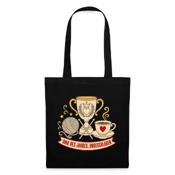 Oma des Jahres Ungeschlagen Pokal Shirt - Stoffbeutel - Schwarz - Vorne