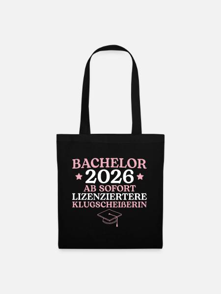 Bachelorprüfung 2026 Studentin Studium Abschluss - Stoffbeutel - Schwarz