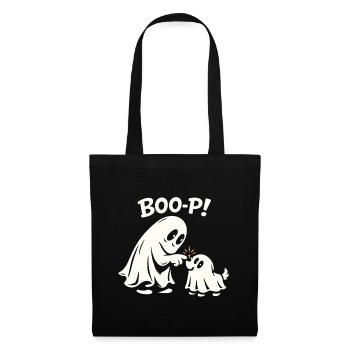 Boo-P - Süßer Halloween Geist mit Hund - Stoffbeutel - Schwarz - Vorne