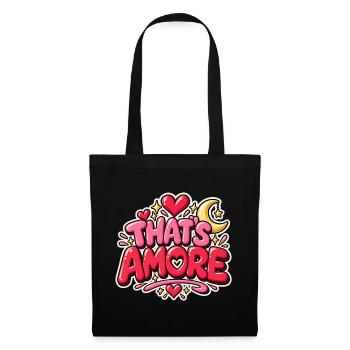 Das ist Amore Herz & Mond Themen-T-Shirt - Stoffbeutel - Schwarz - Vorne