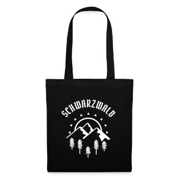 Schönes Schwarzwald, Berge und Tannen Motiv - Stoffbeutel - Schwarz - Vorne
