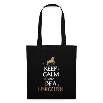 Keep Calm And Be A Unicorn Gold Geschenk - Stoffbeutel - Schwarz - Vorne