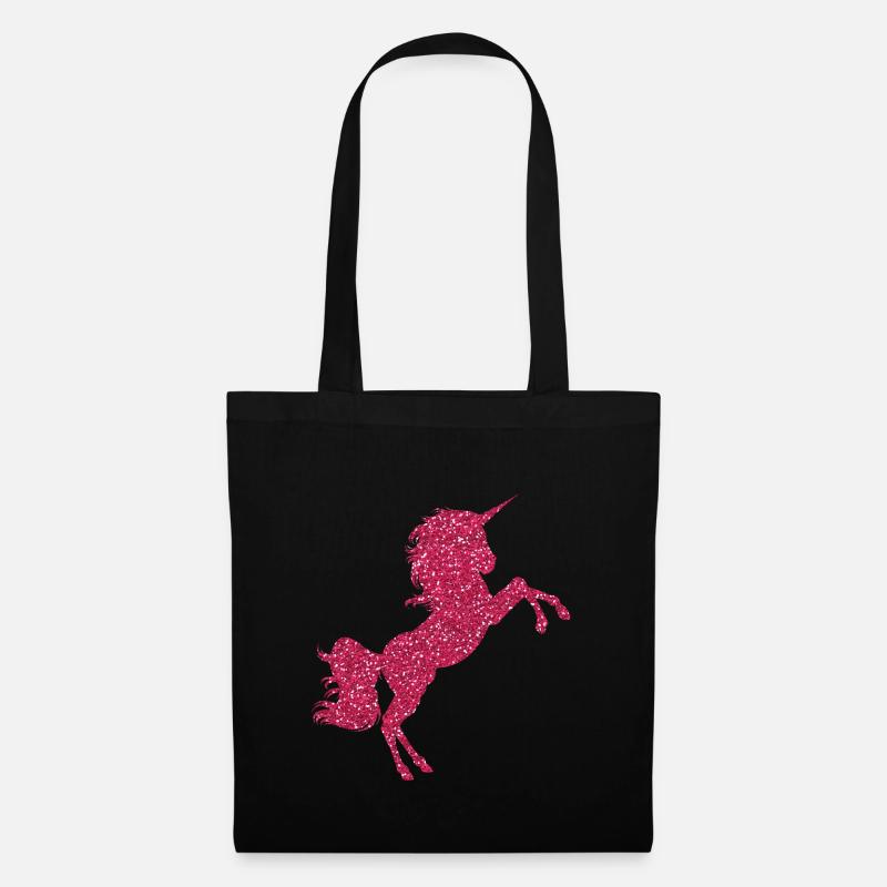 Pinkes Glitzerndes Einhorn Glitzer Pink Edelsteine - Stoffbeutel - Schwarz