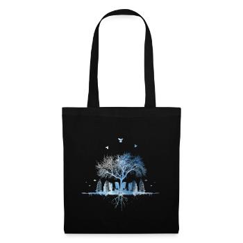 Ciel Nature Arbre Ville racines d'oiseaux gratte-ciel - Sac en tissu - noir - Devant