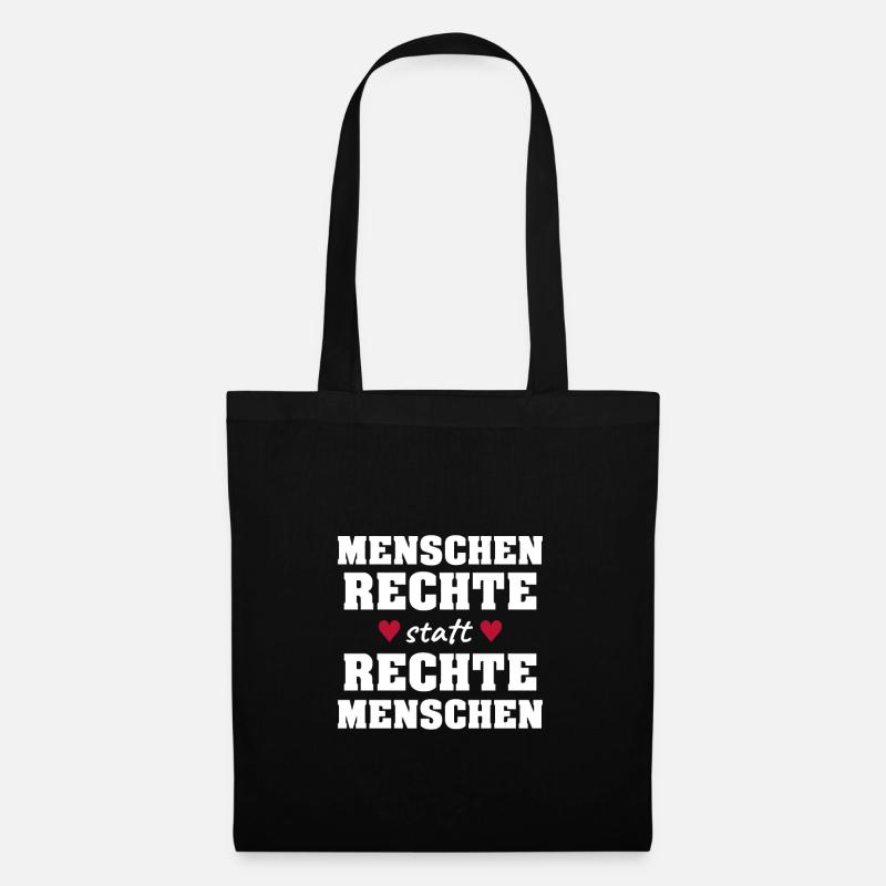 Menschenrechte statt Rechte Menschen! - Stoffbeutel - Schwarz