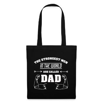 STRONGEST MAN DAD STÄRKSTER MANN PAPA VATER SPRUCH - Stoffbeutel - Schwarz - Vorne