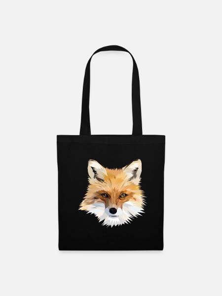 Polygonaler Fuchs Kopf - Stoffbeutel - Schwarz