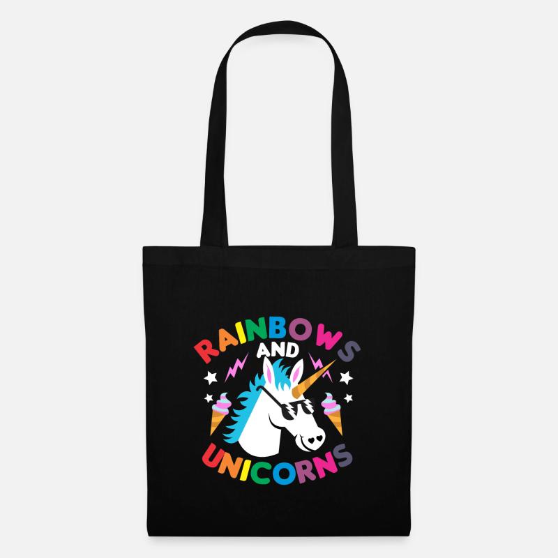 Regenbogen Einhorn Geschenk - Stoffbeutel - Schwarz