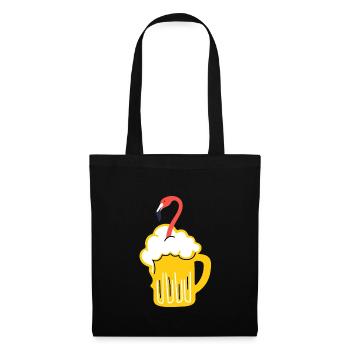 Flamingo Bierglas Bier Geschenk rosa Bierkrug - Stoffbeutel - Schwarz - Vorne