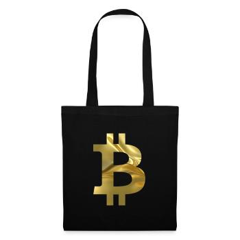 Goldenes Bitcoin-Symbol Design - Stoffbeutel - Schwarz - Vorne