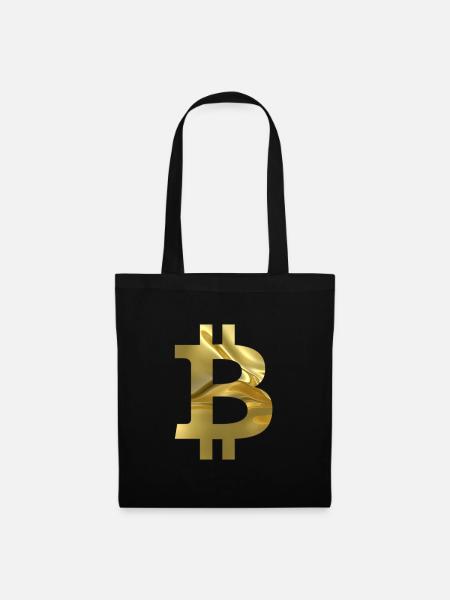 Goldenes Bitcoin-Symbol Design - Stoffbeutel - Schwarz