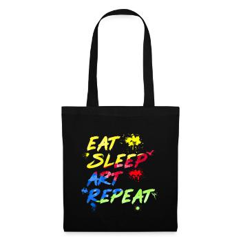 Art aquarelle manger sommeil art répéter - Sac en tissu - noir - Devant