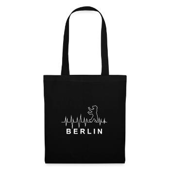 Herzschlag mit Berliner Bär - Stoffbeutel - Schwarz - Vorne