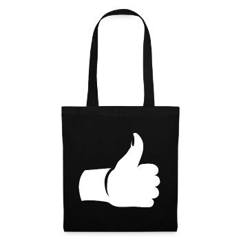 Pouce levé – Symbole de la main - Sac en tissu - noir - Devant