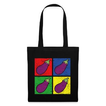 Aubergine - Sac en tissu - noir - Devant