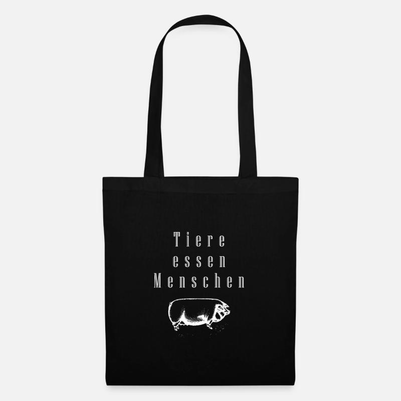 Tiere Essen Menschen | Geschenk Ethik Vegan - Stoffbeutel - Schwarz