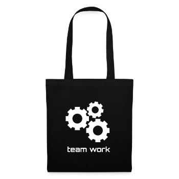 Team Work, geschenk zahnräder freundschaft arbeit - Stoffbeutel - Schwarz - Vorne