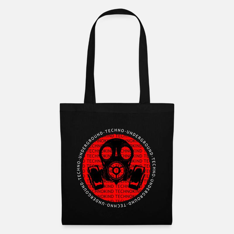 Techno - Techno music - Underground mit Gasmaske - Stoffbeutel - Schwarz