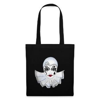 Pierrot weiß Karneval Venedig Illustration - Stoffbeutel - Schwarz - Vorne