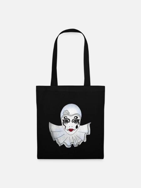 Pierrot weiß Karneval Venedig Illustration - Stoffbeutel - Schwarz