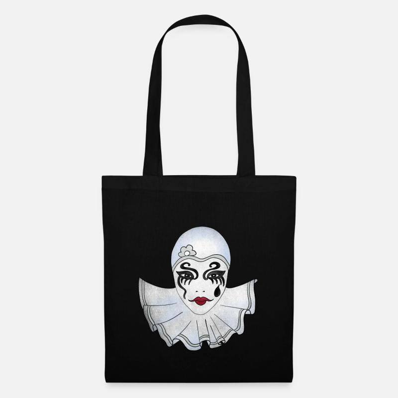 Pierrot weiß Karneval Venedig Illustration - Stoffbeutel - Schwarz