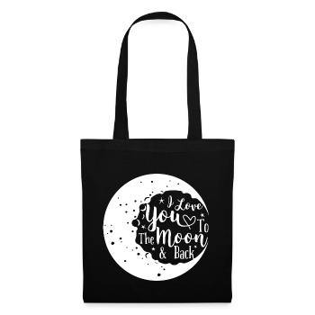I love you to the moon and back Valentinstag Gesch - Stoffbeutel - Schwarz - Vorne