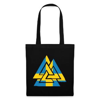 Drapeau suédois avec Valknut, symbole d'Odin - Sac en tissu - noir - Devant