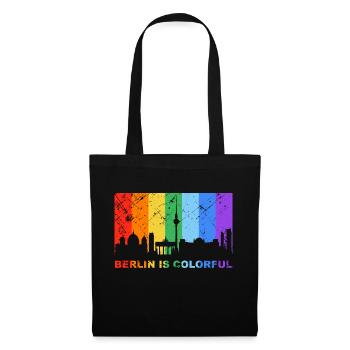 Berlin is colorful Regenbogen LGBT CSD Gay Pride - Stoffbeutel - Schwarz - Vorne