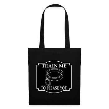 BDSM Halsband Bondage Sub Geschenk TRAIN ME - Stoffbeutel - Schwarz - Vorne