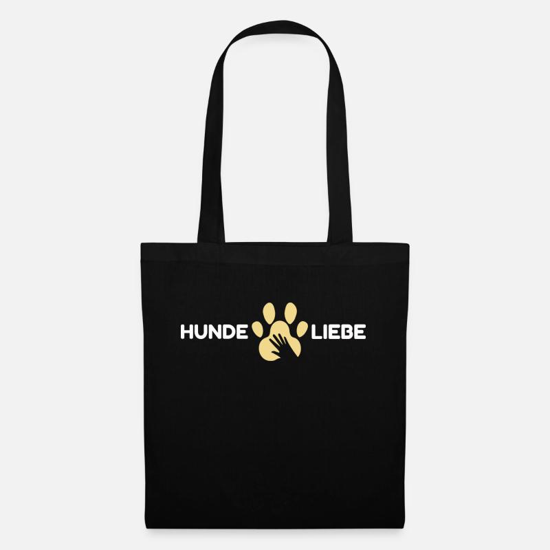Hunde, Liebe, Spruch, hundepfote - Stoffbeutel - Schwarz