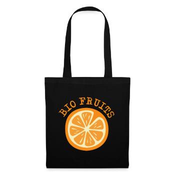 Bio Frucht Orange Apfelsine Symbol Logo Grafik - Stoffbeutel - Schwarz - Vorne