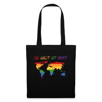 Die Welt ist bunt Regenbogen LGBT - Stoffbeutel - Schwarz - Vorne