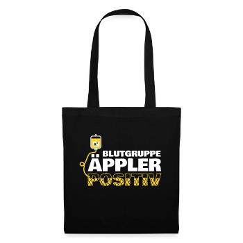 Blutgruppe Äppler Positiv - Apfelwein Geschenk - Stoffbeutel - Schwarz - Vorne
